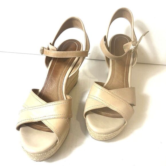 Clarks Indigo Rope Wedge Sandal Casual Women 10M Tan Leather Sling Back Open Toe - Picture 3 of 11